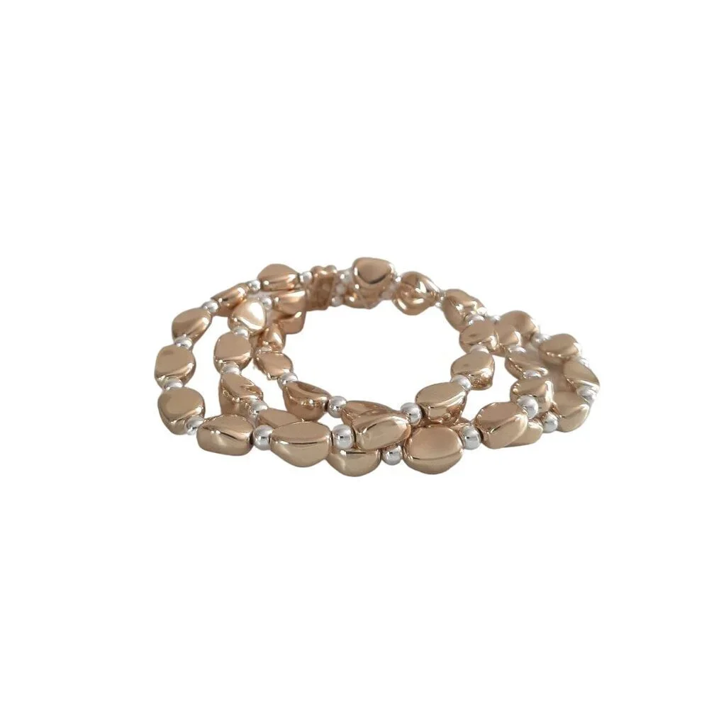 Chaps Triple Strand Gold Beaded Bracelet